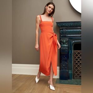 La Ligne Mia Silk Blend Dress Tangerine